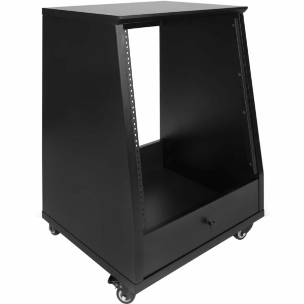 Gator Elite Furniture Series 12U Angled Studio Rack with Locking Casters (Black) - Gator Cases, Inc.