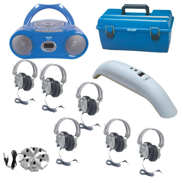 HamiltonBuhl LCP/CD385/6SVX 6-Person HygenX™ Listening Center with AudioAce™ Bluetooth® Media Player, 6 Deluxe-Sized Headphones, HygenX Vray Sanitizer and Case - Hamilton Electronics Corp.