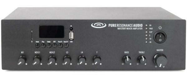 Pure Resonance Audio CFSS-2S61MA120BTUC1S Conference PA System Featuring 2 S6.1 6.5" Premium 70V Surface Mount Speakers, MA120BT 120W Bluetooth Mixer Amplifier and UC1S Handheld Microphone - Pure Resonance Audio