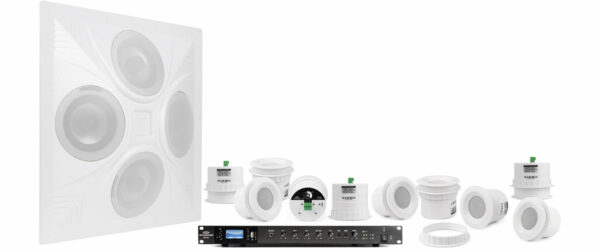Pure Resonance Audio CFSS-SD410C3RMA350BT Conference Room Sound System Featuring an SD4 2x2 70V Speaker, 10 C3 70V Ceiling Speakers & RMA350BT 350W Rack Mount Bluetooth Mixer Amplifier - Pure Resonance Audio