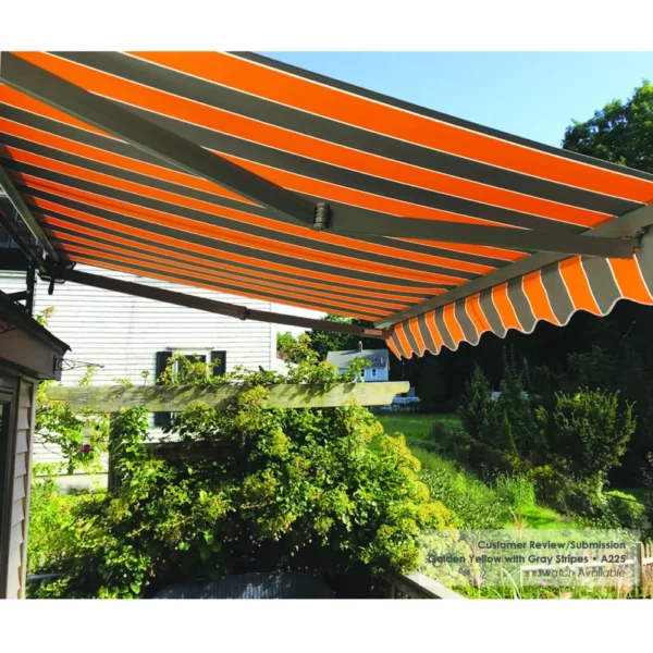 Advaning EA0807-A202H Classic Series Retractable Awning 08x07, Electric Retractable, Indigo and Black, Dutch Weave - Advaning