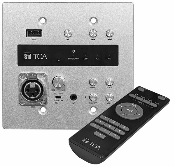 TOA Electronics MW-41BT-AM 4-channel audio interface with Microphone, Aux (line level on TRS), Bluetooth and USB inputs - TOA Electronics
