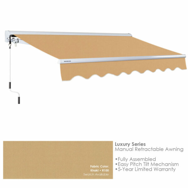 Advaning MA1008-A100H2 Luxury Series Retractable Awning 10x08, Manual Retractable, Khaki - Advaning