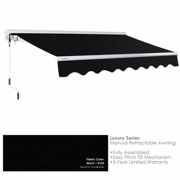 Advaning MA1210-A103H2 Luxury Series Retractable Awning 12x10, Manual Retractable, Black - Advaning