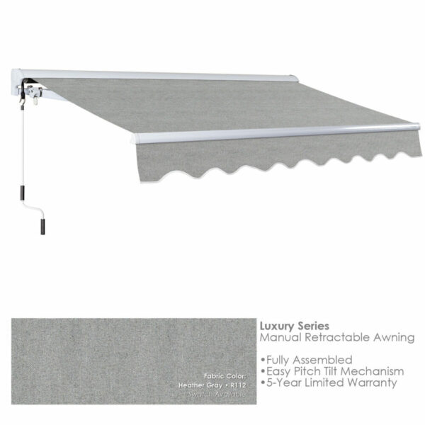 Advaning MA1008-A112H2 Luxury Series Retractable Awning 10x08, Manual Retractable, Heather Gray - Advaning