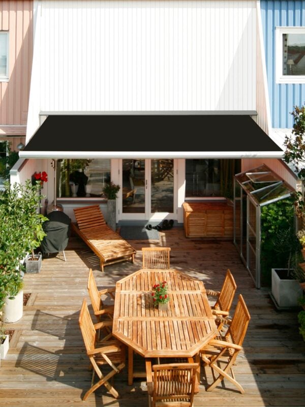Advaning MA1008-A430H2 Luxury Series Retractable Awning 10x08, Manual Retractable, Brick Red with Sand Beige Stripes - Advaning