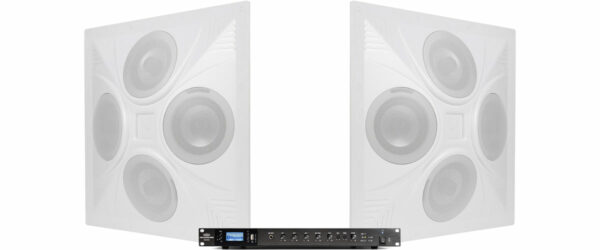 Pure Resonance Audio CFSS-2SD4RMA240BT Conference Room Sound System Featuring 2 SD4 2x2 70V Speakers & RMA240BT 240W Rack Mount Bluetooth Mixer Amplifier - Pure Resonance Audio