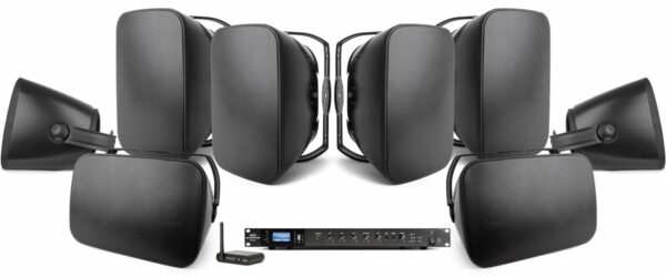 Pure Resonance Audio FTSS-8S81RMA350BTBTR1 Fitness Center Sound System Featuring 8 S8.1 8" Premium 70V Outdoor Speakers, RMA350BT 350W Rack Mount Mixer Amp & BTR1 Bluetooth Wireless Receiver - Pure Resonance Audio