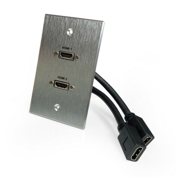 Comprehensive WPPT-2HD1-AC Dual HDMI Pass Thru single gang Aluminum Wallplate w/ pigtail - Comprehensive