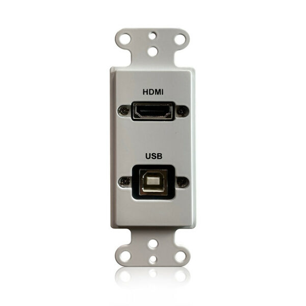 Comprehensive WPD-HUB1-AW HDMI and USB-B 2.0 Pass Thru single gang Decorative Wallplate w/ pigtail- White - Comprehensive