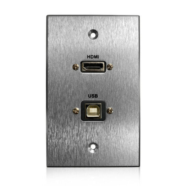 Comprehensive WPPT-HUB1-AC HDMI and USB-B 2.0 Pass Thru single gang Aluminum Wallplate w/ pigtail - Comprehensive