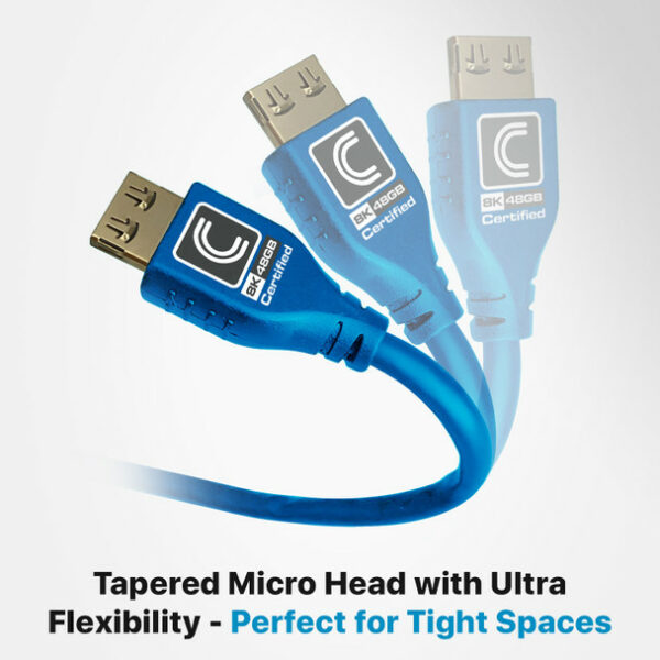 Comprehensive MHD48G-9PROBLU Pro AV/IT Integrator Series MicroFlex 48G 8K HDMI Cable 9 feet- Blue - Comprehensive