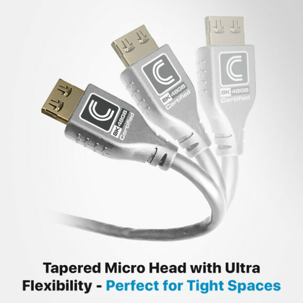 Comprehensive MHD48G-3PROGRY Pro AV/IT Integrator Series MicroFlex 48G 8K HDMI Cable 3 feet- Grey - Comprehensive