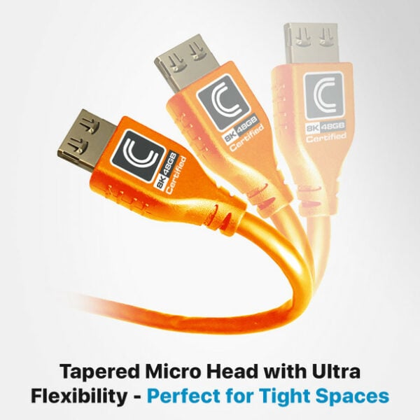 Comprehensive MHD48G-3PROORG Pro AV/IT Integrator Series MicroFlex 48G 8K HDMI Cable 3 feet- Orange - Comprehensive