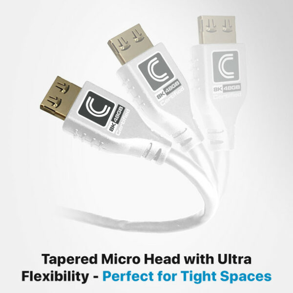 Comprehensive MHD48G-3PROWHT Pro AV/IT Integrator Series MicroFlex 48G 8K HDMI Cable 3 feet- White - Comprehensive