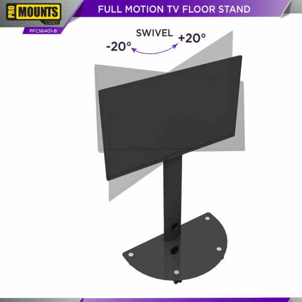 ProMounts PFCS6401-B Mobile TV Stand Mount for 32” to 72” Screens, Holds up to 88lbs - Promounts