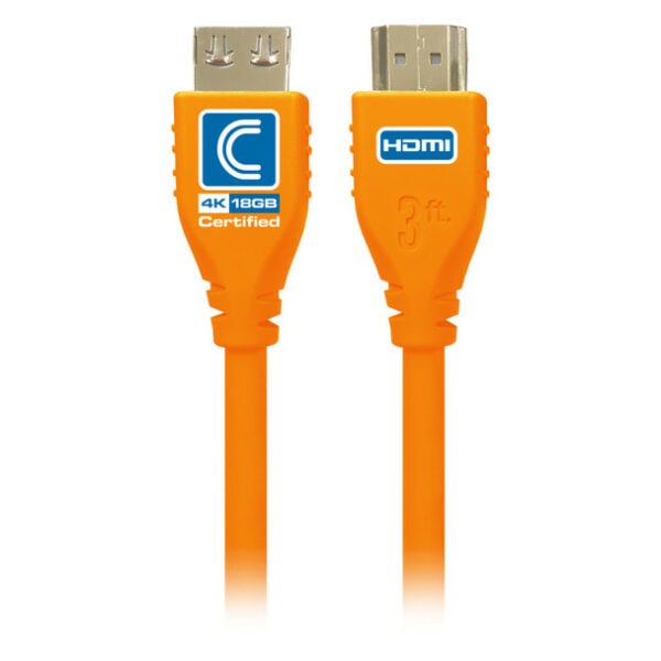 Comprehensive MHD18G-3PROORG MicroFlex Pro AV/IT Certified 4K60 18G High Speed HDMI Cable with ProGrip Deep Orange 3ft - Comprehensive