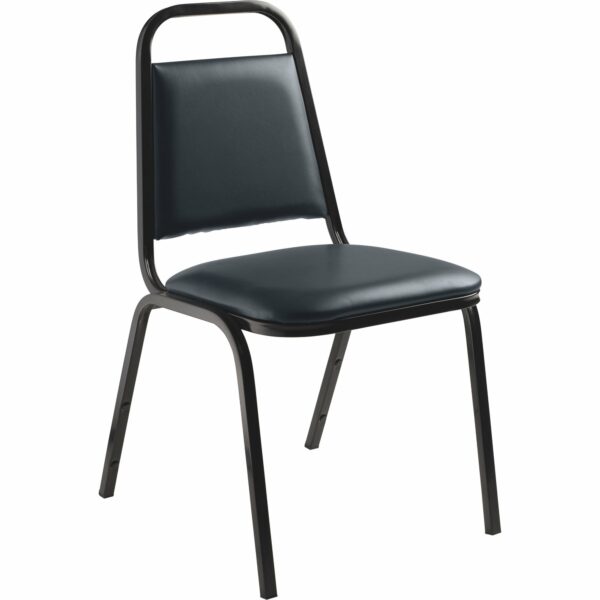 National Public Seating 9104-B 9100 Series Vinyl Upholstered Stack Chair, Midnight Blue Seat, Black Sandtex Frame - National Public Seating