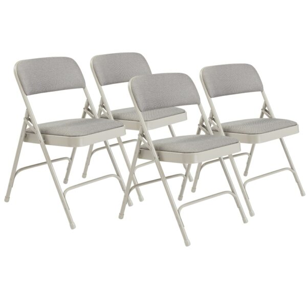 National Public Seating Steel Folding Chairs with Fabric Padded Seat and Back - Set of 4, Greystone/Grey, Model# 2202 - National Public Seating