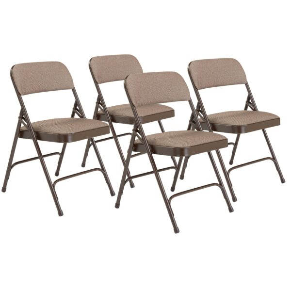 National Public Seating Steel Folding Chairs with Fabric Padded Seat and Back - Set of 4, Walnut/Brown, Model# 2207 - National Public Seating