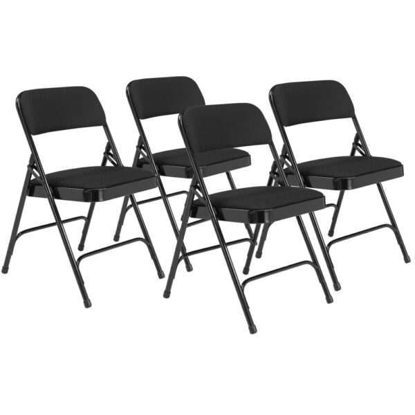 National Public Seating 2200 Series Deluxe Fabric Upholstered Double Hinge Premium Folding Chair, Midnight Black (Pack of 4) - National Public Seating