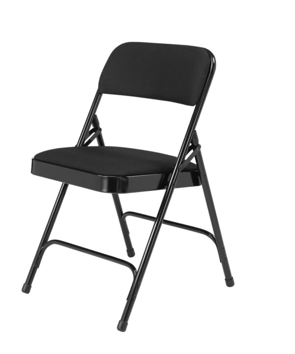 National Public Seating 2200 Series Deluxe Fabric Upholstered Double Hinge Premium Folding Chair, Midnight Black (Pack of 4) - National Public Seating