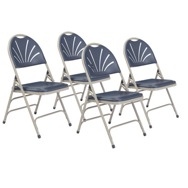 National Public Seating 1100 Series Deluxe Fan Back Folding Chair, Primary Color Navy, Included (qty.) 4, Seating Type Folding Chair, Model# 1115 - National Public Seating