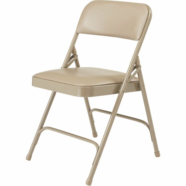 National Public Seating Steel Folding Chairs with Vinyl Padded Seat and Back - Set of 4, French Beige/Beige, Model# 1201 - National Public Seating