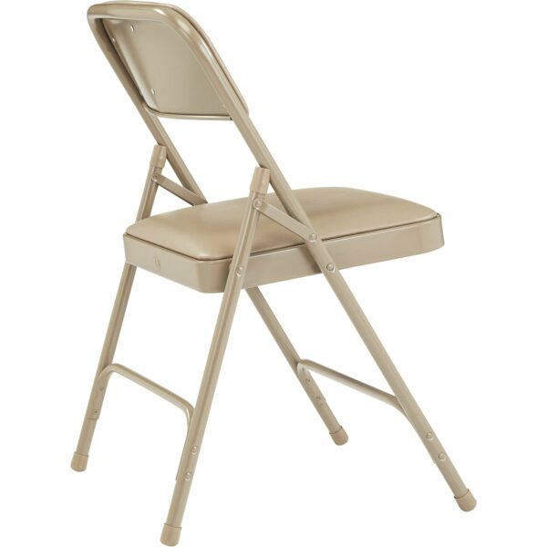 National Public Seating Steel Folding Chairs with Vinyl Padded Seat and Back - Set of 4, French Beige/Beige, Model# 1201 - National Public Seating
