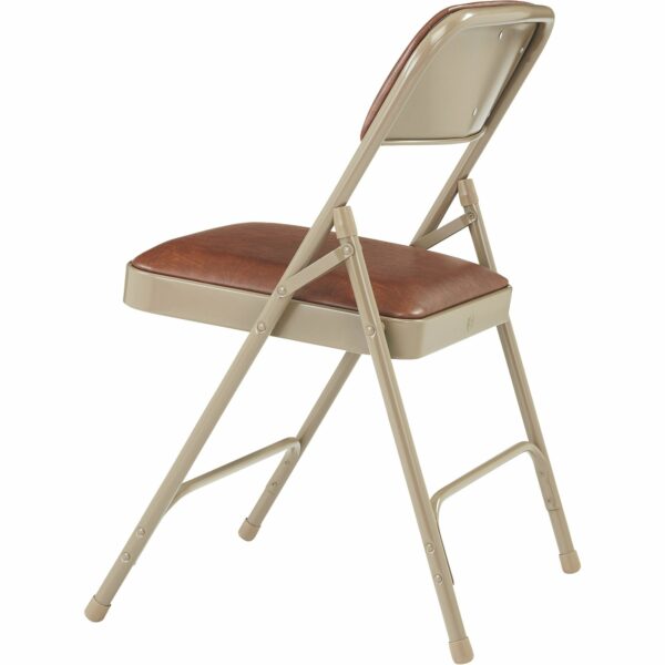National Public Seating Steel Folding Chairs with Vinyl Padded Seat and Back - Set of 4, Honey Brown/Beige, Model# 1203 - National Public Seating