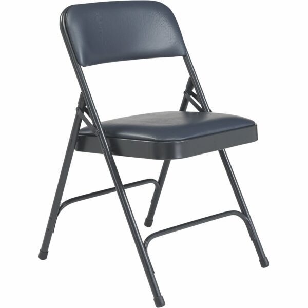 National Public Seating Steel Folding Chairs with Vinyl Padded Seat and Back - Set of 4, Midnight Blue/Char-Blue, Model# 1204 - National Public Seating