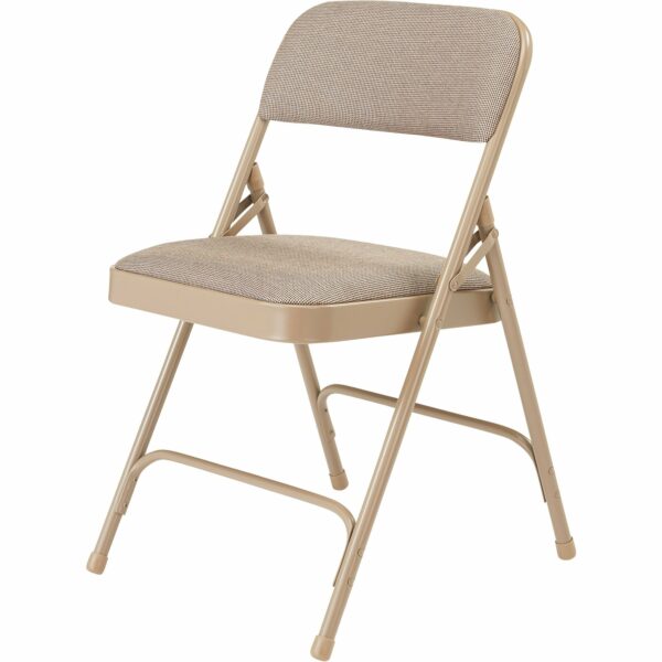 National Public Seating Steel Folding Chairs with Fabric Padded Seat and Back - Set of 4, Cafe Beige/Beige, Model# 2201 - National Public Seating