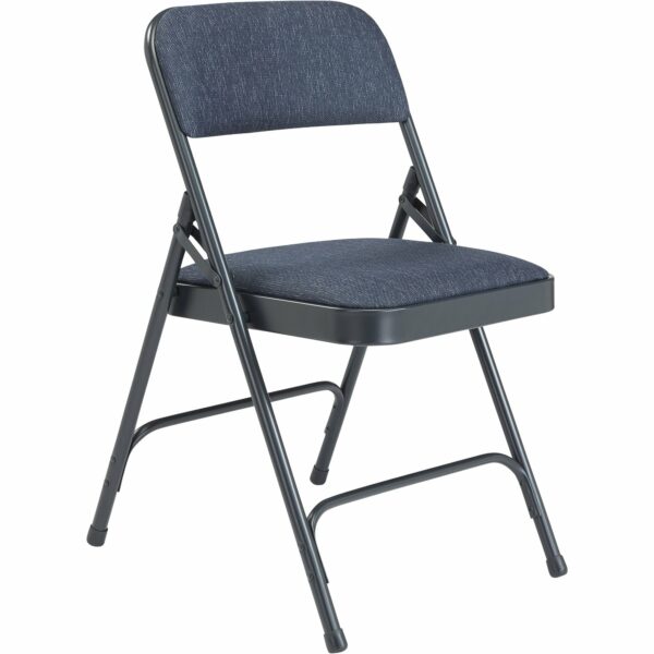 National Public Seating Steel Folding Chairs with Fabric Padded Seat and Back - Set of 4, Imperial Blue/Char-Blue, Model# 2204 - National Public Seating