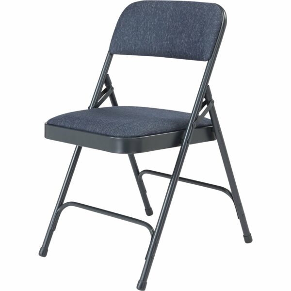 National Public Seating Steel Folding Chairs with Fabric Padded Seat and Back - Set of 4, Imperial Blue/Char-Blue, Model# 2204 - National Public Seating