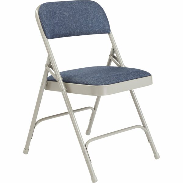 National Public Seating Steel Folding Chairs with Fabric Padded Seat and Back - Set of 4, Imperial Blue/Grey, Model# 2205 - National Public Seating