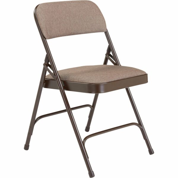 National Public Seating Steel Folding Chairs with Fabric Padded Seat and Back - Set of 4, Walnut/Brown, Model# 2207 - National Public Seating