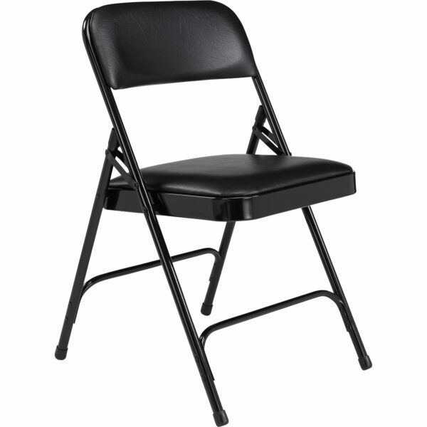 National Public Seating Vinyl Folding Chairs - Set of 4, Caviar Black, Model# 1210 - National Public Seating