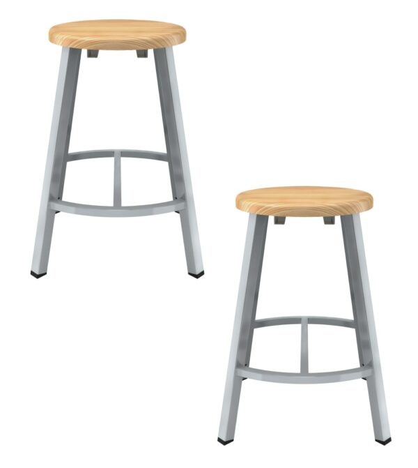 National Public Seating 24 Titan Stool, Solid Wood Seat, Grey Frame (Sold in packs of 2) - National Public Seating
