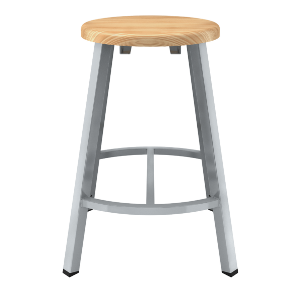 National Public Seating 24 Titan Stool, Solid Wood Seat, Grey Frame (Sold in packs of 2) - National Public Seating
