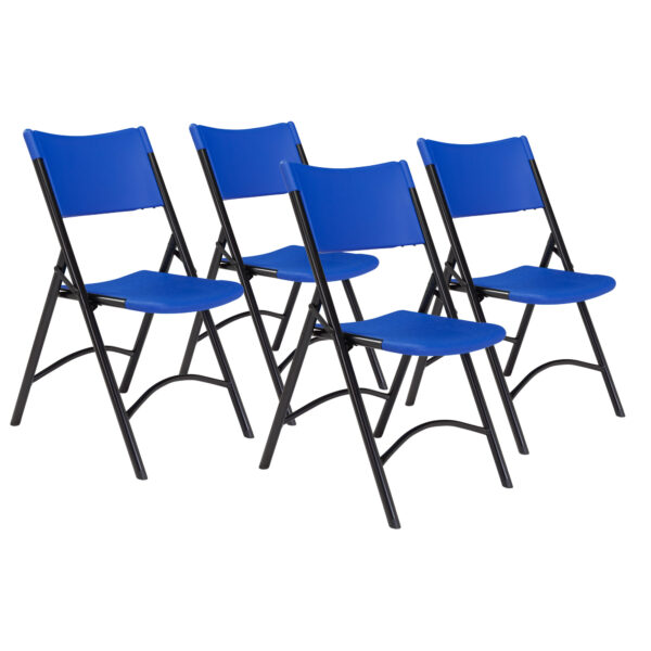 National Public Seating 600 Series Heavy Duty Plastic Folding Chair, Primary Color Blue, Included (qty.) 4, Seating Type Folding Chair, Model# 604 - National Public Seating