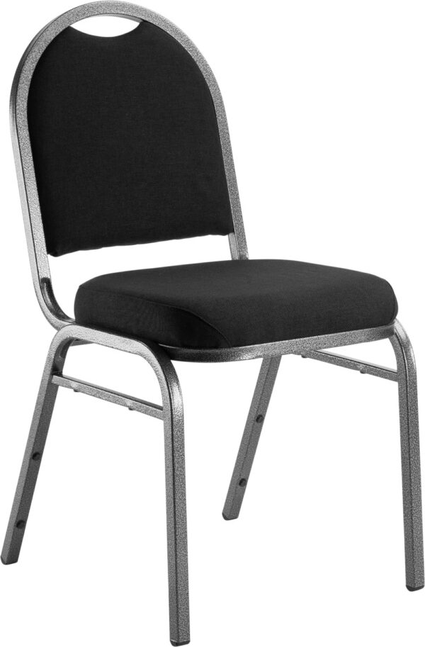 National Public Seating 9260-SV 9200 Series Premium Fabric Upholstered Stack Chair, Ebony Black Seat/Silvervein Frame - National Public Seating