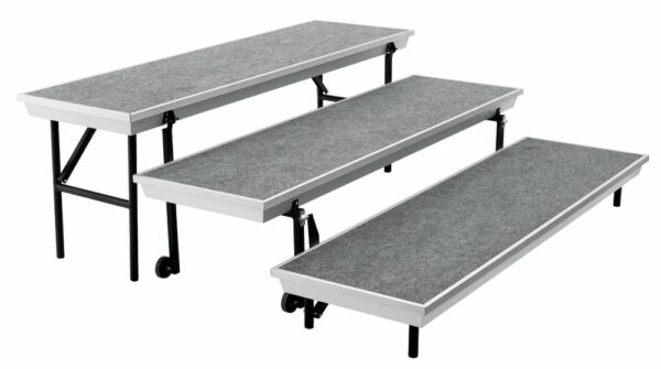 National Public Seating Transport 3-Level Tapered Choral Riser, Grey Carpet - National Public Seating