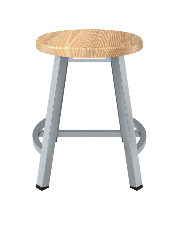 National Public Seating 18 Titan Stool, Solid Wood Seat, Grey Frame (Sold in packs of 2) - National Public Seating