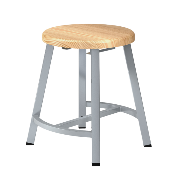 National Public Seating 18 Titan Stool, Solid Wood Seat, Grey Frame (Sold in packs of 2) - National Public Seating
