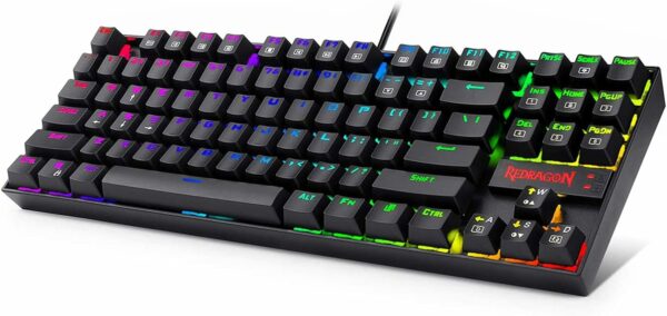 Redragon K552 Mechanical Gaming Keyboard 60% Compact 87 Key Kumara Wired Cherry MX Blue Switches Equivalent for Windows PC Gamers (RGB Backlit Black) Refurbished - Segue