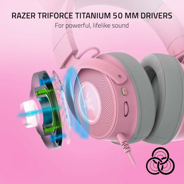 Razer Kraken Kitty V2 Wired RGB Headset Quartz Pink Refurbished - Razer