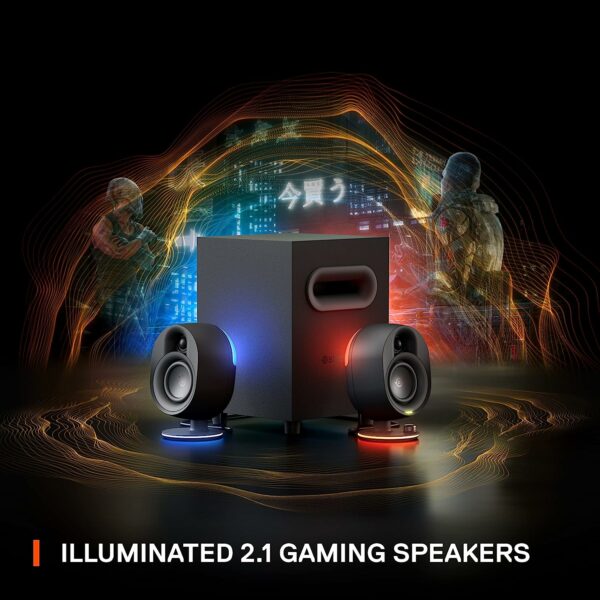 SteelSeries Arena 7 2.1 Bluetooth Gaming Speakers with RGB Lighting (3 Piece) Black Refurbished - SteelSeries