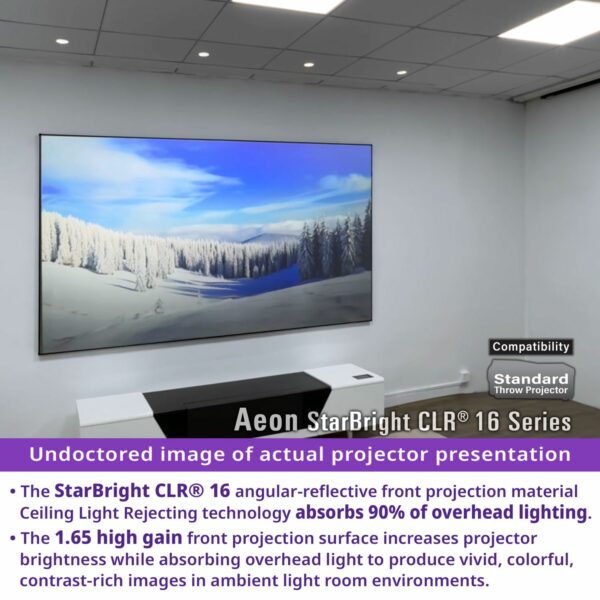 Elite Screens AR123H2-SBCLR16 Aeon StarBright 15, 123" Diag. 16:9, Ceiling /Ambient Light Rejecting (CLR®/ALR) StarBright 15 EDGE FREE® Fixed Frame Projection Screen - Elite Screens Inc.