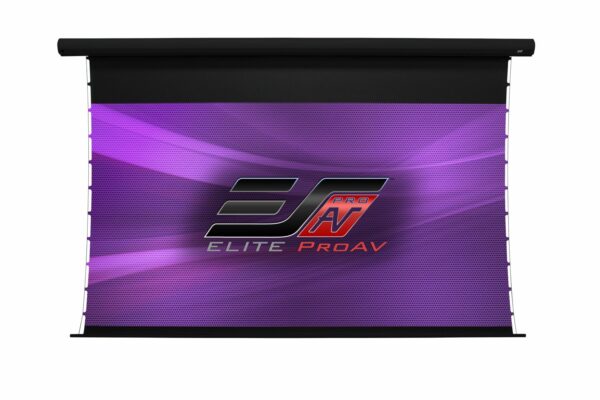 Elite Screens SKT120UH2-DST-E6 Elite ProAV® Saker Tab-Tension DarkUST, 120" Diag. 16:9, Ultra-Short Throw Ceiling Ambient Light Rejecting (CLR®/ALR) Electric Tab-Tensioned Projector Screen - Elite Screens Inc.