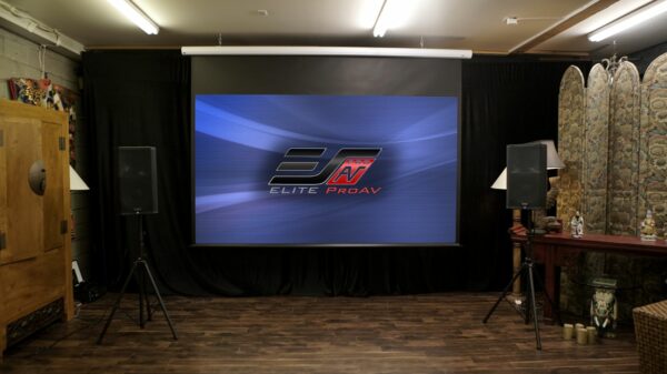 Elite Screens SK120XHW2-E20 Elite ProAV® Saker, 120" Diag. 16:9 with 24" Drop, Electric Motorized Drop Down Projection Screen - Elite Screens Inc.